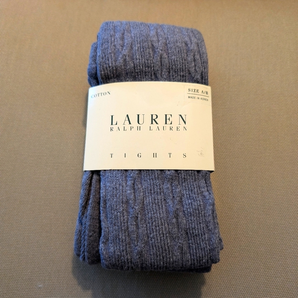 LAUREN RALPH LAUREN Gray Cotton Cable Knit Tights Women's Size A/B Vintage NWT